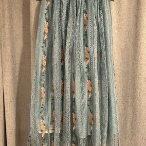 Chicwish Blue Embroidery Lace Maxi skirt